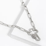 SILVER NECKLACE CLEAR CZ STONES ( 1729 RCR )