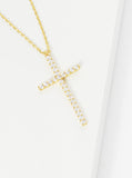 GOLD DIPPED CZ CROSS NECKLACE ( 2149 GCR )