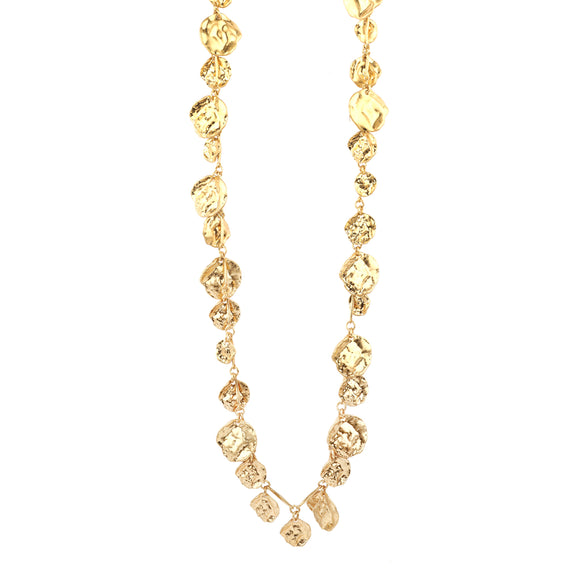 14K GOLD DIPPED TEXTURED NECKLACE ( 2228 GD )