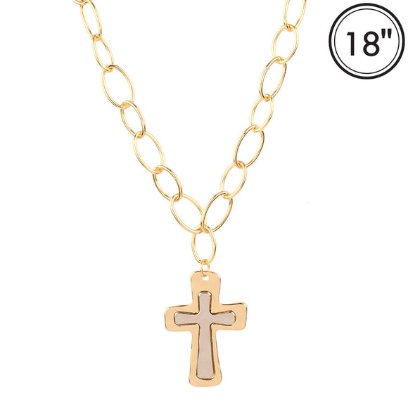 18K GOLD DIPPED NECKLACE CROSS ( 2235 GNR )