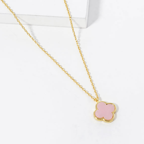GOLD DIPPED PINK CLOVER NECKLACE ( 2510 GPK )