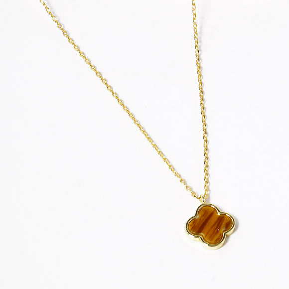 GOLD DIPPED BROWN CLOVER NECKLACE ( 2510 GTG )