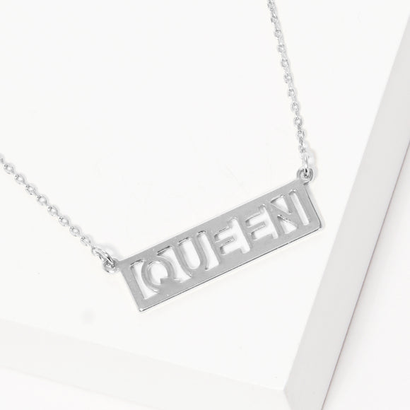 WHITE GOLD DIPPED NECKLACE QUEEN BAR ( 2688 R )
