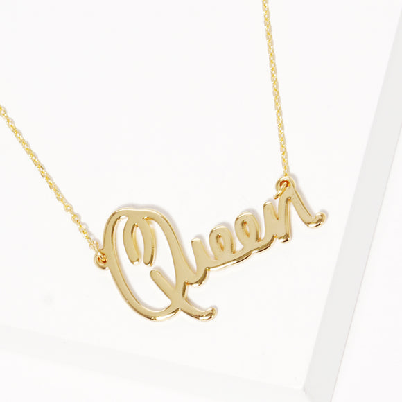 GOLD DIPPED QUEEN PENDANT NECKLACE ( 2689 G )