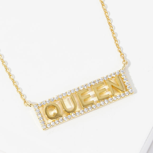 GOLD DIPPED NECKLACE QUEEN BAR CLEAR ( 2865 GCR )