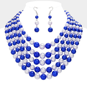 PEARL MULTI ROW NECKLACE SET ( 3260 BL )