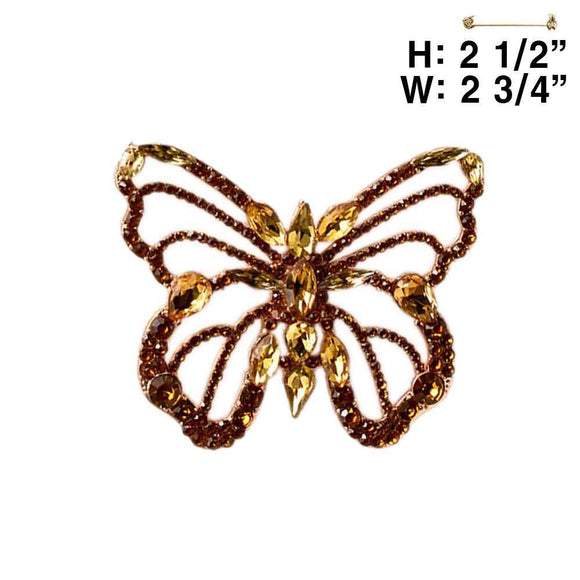 Gold Butterfly Brooch Yellow Stones ( 11961 GYE )