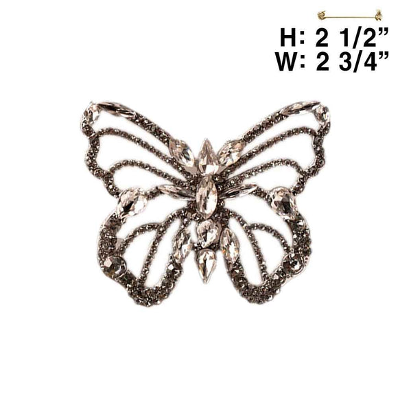 Silver Butterfly Brooch Clear Stones ( 11961 RCL )