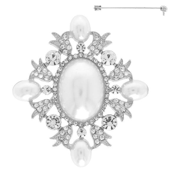SILVER WHITE PEARL BROOCH ( 149 RWH )