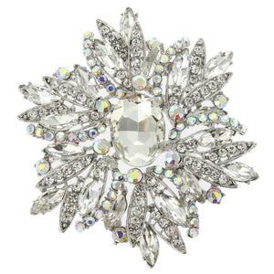 SILVER BROOCH Clear STONES ( 3081 SCL )
