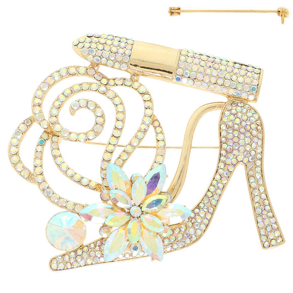 GOLD SHOE BROOCH AB STONES ( 5851 GAB )