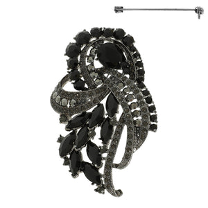 CRYSTAL STONE FASHION BROOCH BLACK ( 5852 BJT )