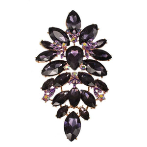 LARGE GOLD BROOCH PURPLE STONES ( 10515 GPU )