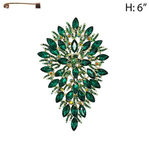 GOLD BROOCH GREEN STONES ( 12019 GGR )