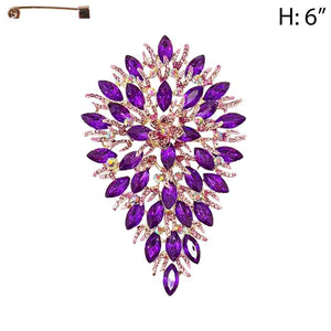 GOLD BROOCH PURPLE STONES ( 12019 GPU )