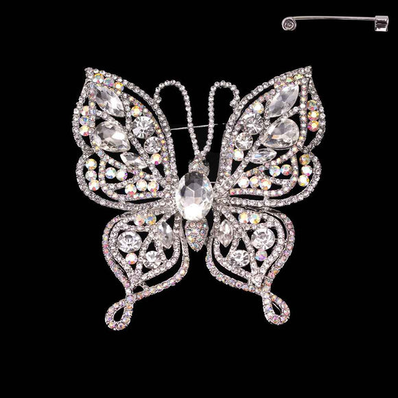 BUTTERFLY BROOCH CLEAR AB STONES ( 12031 RCA )