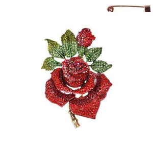 GOLD RED FLOWER BROOCH ( 12032 AGRD )