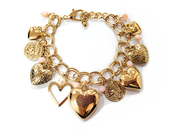 GOLD HEART CHARM BRACELET ( 9008 GDPK )
