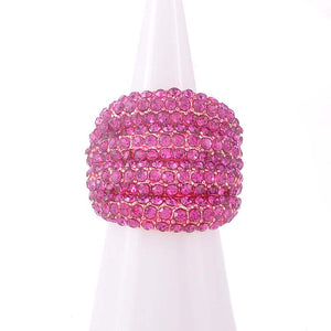 GOLD STRETCH RING FUCHSIA STONES ( 1251 FU )