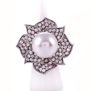 SILVER WHITE PEARL FLOWER RING STONES ( 1311 SWP )