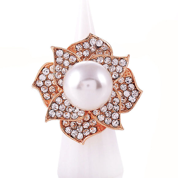 GOLD WHITE PEARL FLOWER RING STONES ( 1311 GCP )