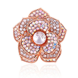 GOLD AB CRYSTAL FLOWER STRETCH RING ( 1325 GAB )