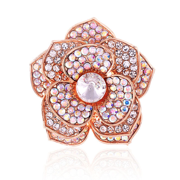 GOLD AB CRYSTAL FLOWER STRETCH RING ( 1325 GAB )