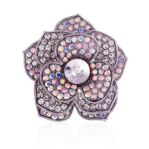 SILVER AB CRYSTAL FLOWER STRETCH RING ( 1325 SAB )