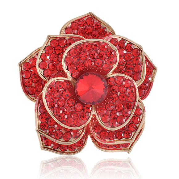 RED CRYSTAL FLOWER STRETCH RING ( 1325 RED )