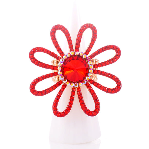 CRYSTAL FLOWER STRETCH RING RED ( 1326 RED )