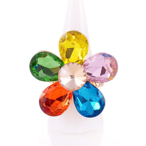 LARGE CRYSTAL FLOWER STRETCH RING ( 1327 LM )