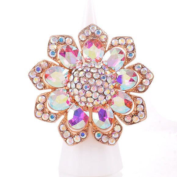 CRYSTAL FLOWER STRETCH RING ( 1336 GAB )