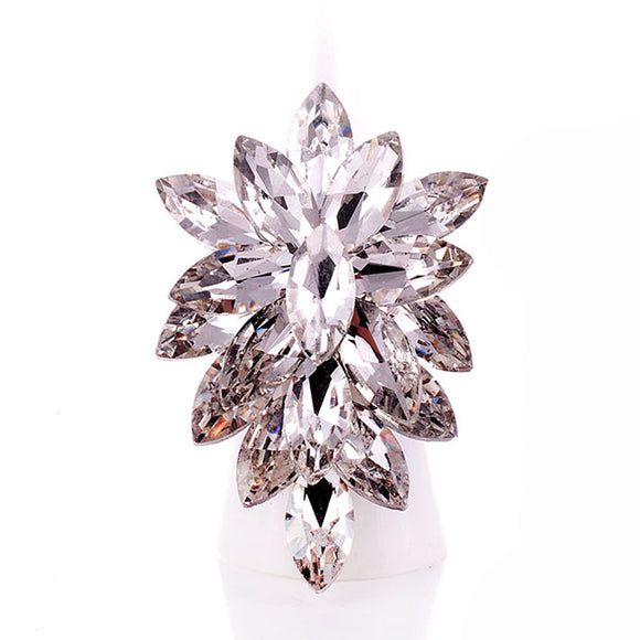 SILVER CLEAR CRYSTAL STRETCH RING ( 1344 SCL )