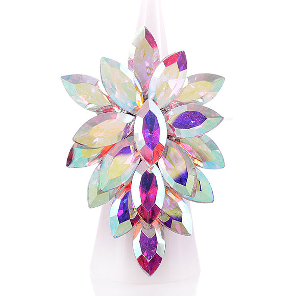 SILVER AB CRYSTAL STRETCH RING ( 1344 SAB )