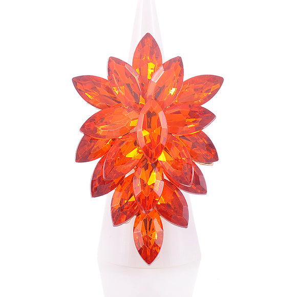 GOLD ORANGE CRYSTAL STRETCH RING ( 1344 ORG )
