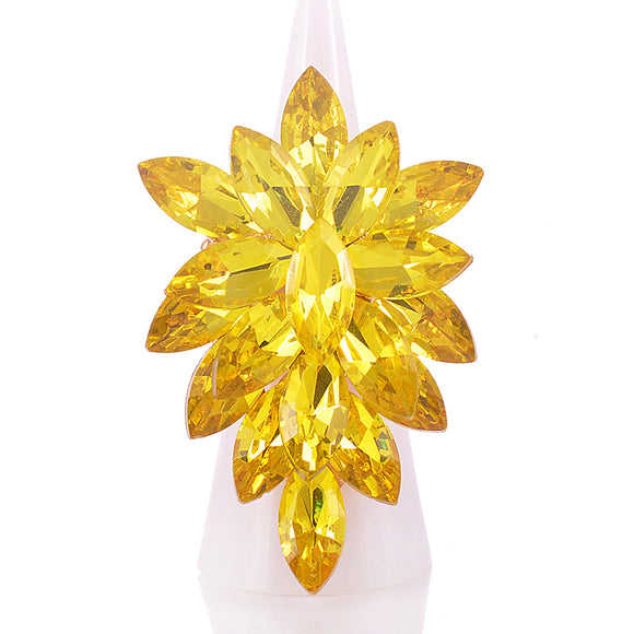 GOLD YELLOW CRYSTAL STRETCH RING ( 1344 YLW )