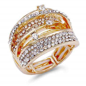 GOLD STRETCH RING CLEAR STONES ( 2217 GDCL )