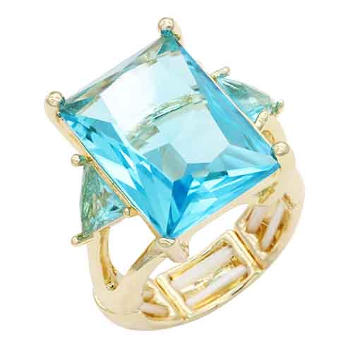 GOLD STRETCH RING AQUA STONES ( 2220 GDAQ )