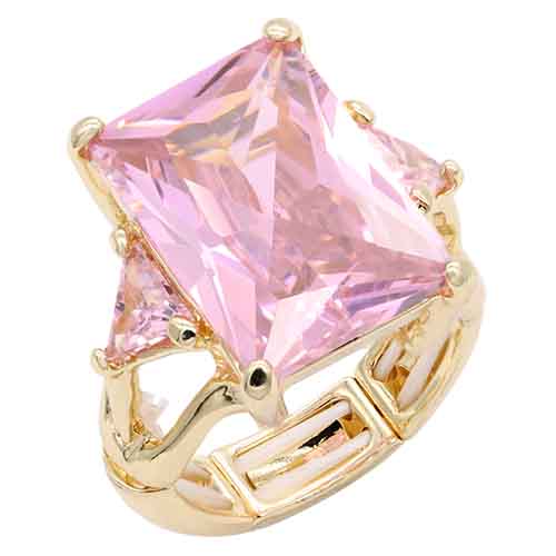 GOLD STRETCH RING PINK STONES ( 2220 GDPK )