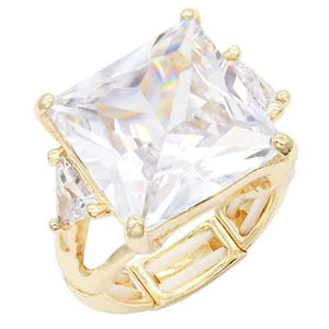 GOLD STRETCH RING CLEAR STONE ( 2266 GDCL )