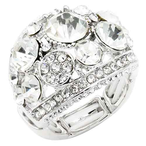 SILVER CLEAR STONE STRETCH RING ( 2268 SVCL )