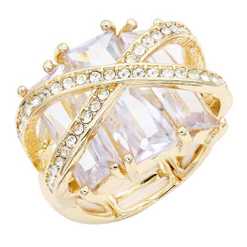 GOLD STRETCH RING CLEAR STONES ( 2276 GDCL )