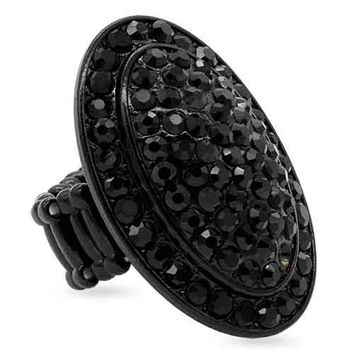 BLACK STRETCH RING BLACK STONES ( 2409 JET )