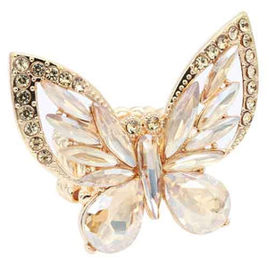 GOLD Butterfly Stretch Ring TOPAZ Stones ( 2415 GDTP )