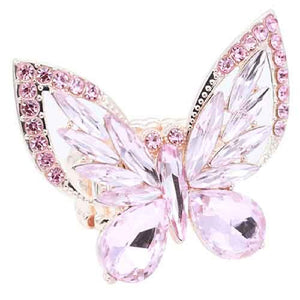 Rose Gold Butterfly Stretch Ring Pink Stones ( 2415 RGPK )