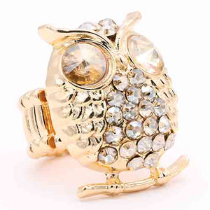 GOLD OWL RING AMBER STONES ( 2420 GDCL )