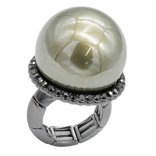HEMATITE PEARL RING ( 2431 BK )