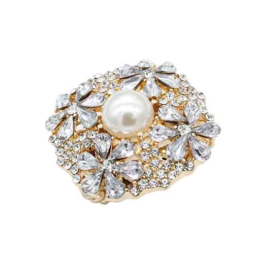 GOLD CLEAR STRETCH RING PEARL ( 2746 GDCL )