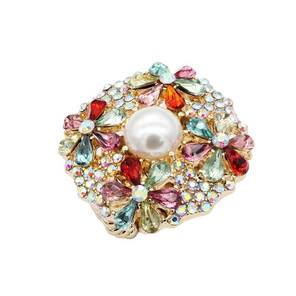 GOLD MULTICOLOR STRETCH RING PEARL ( 2746 GDMT )