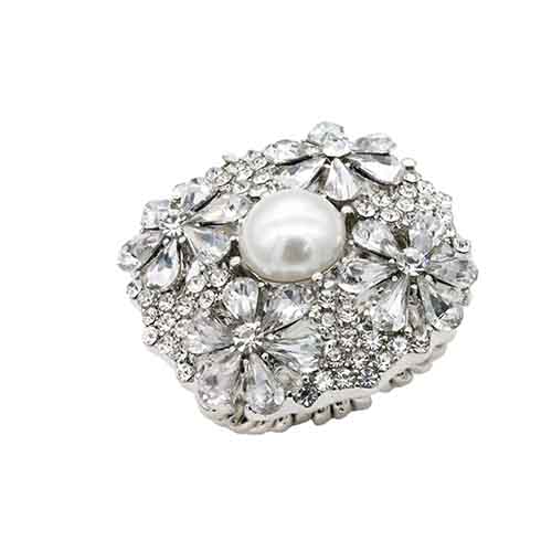 SILVER CLEAR STRETCH RING PEARL ( 2746 SVCL )